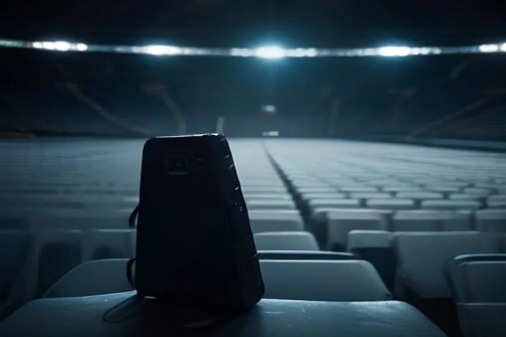 Mobile Betting Growth: Why Phones Won the Market Phone on a stadium seat with empty floodlit stands in the background